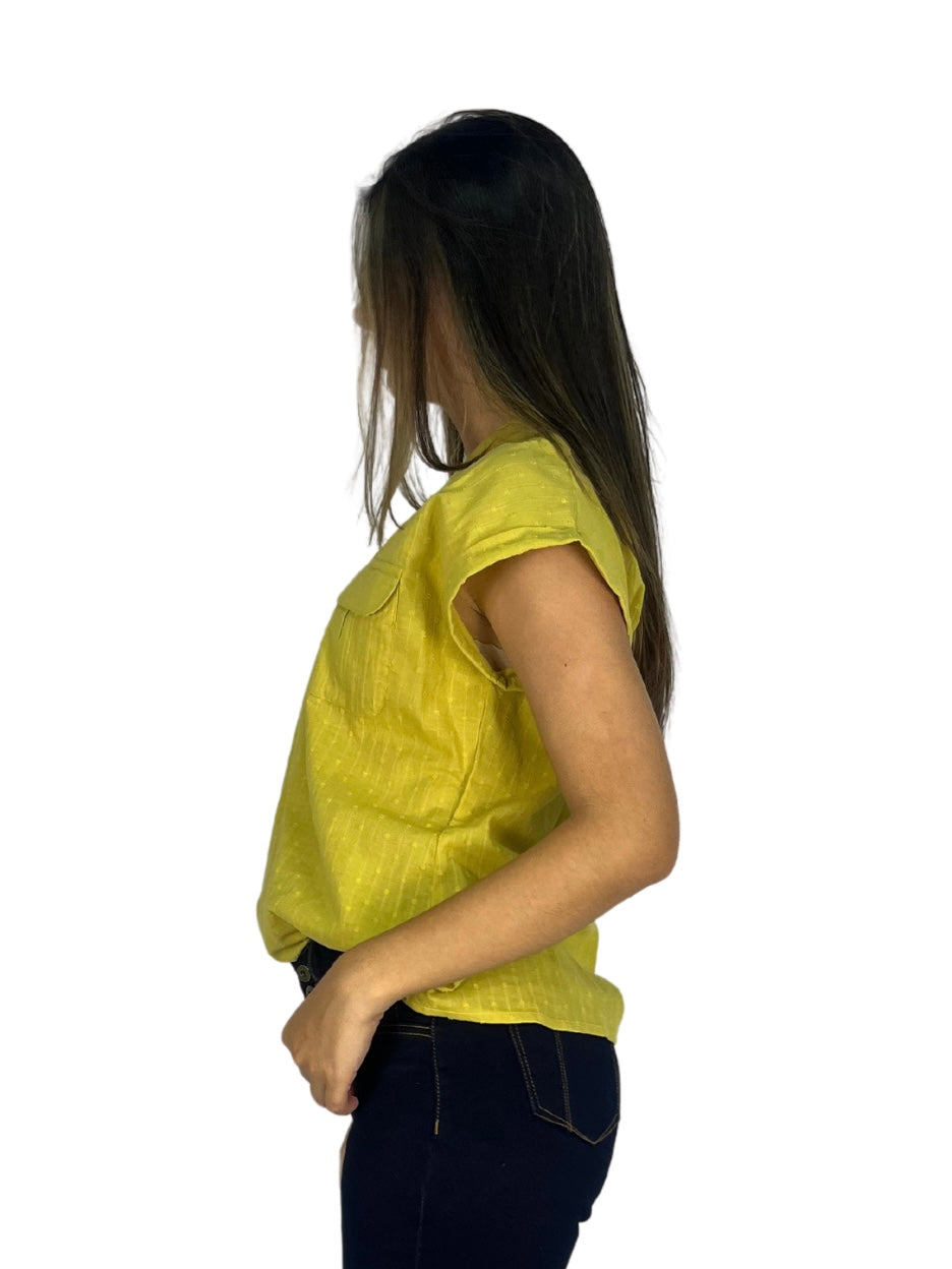 BLUSA CUELLO V BOLSILLOS