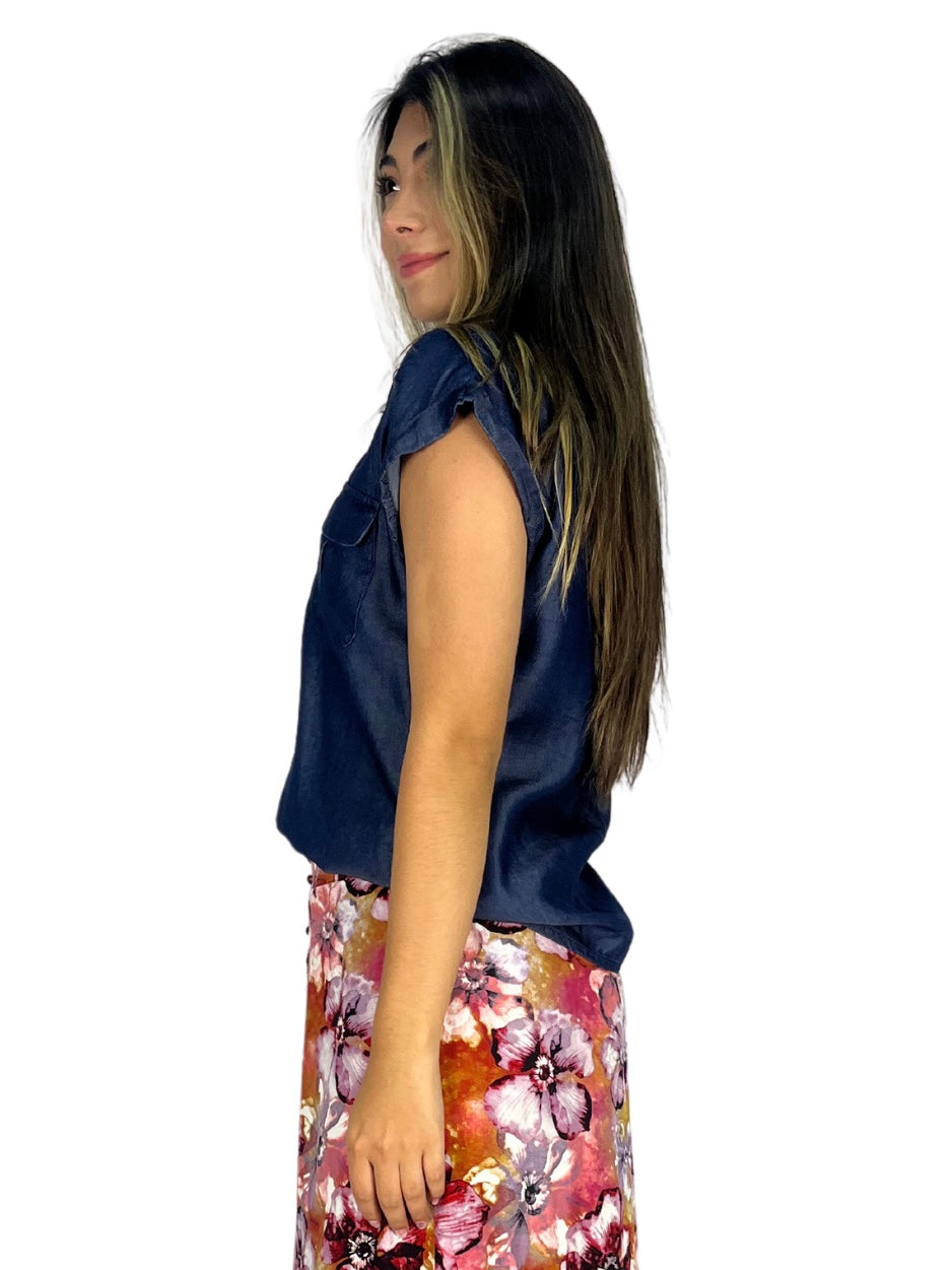 BLUSA CUELLO V BOLSILLOS