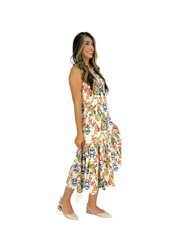 VESTIDO LINO HOJAS RAMAS