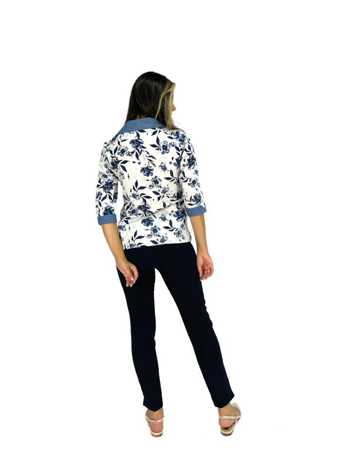 BLUSA MANGA 3/4 COMB FLORES