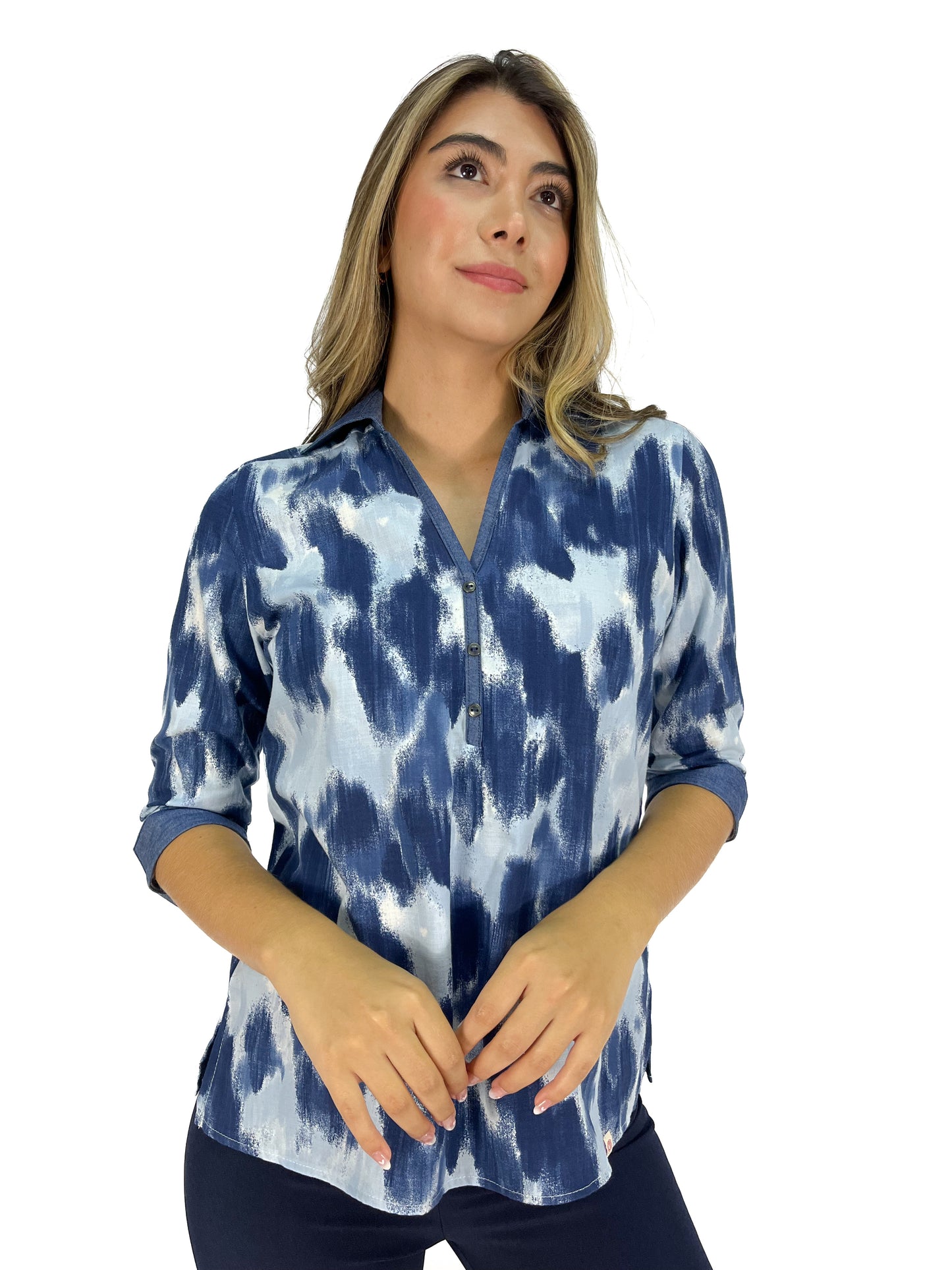 BLUSA MANGA 3/4 INDIGO FIGURAS