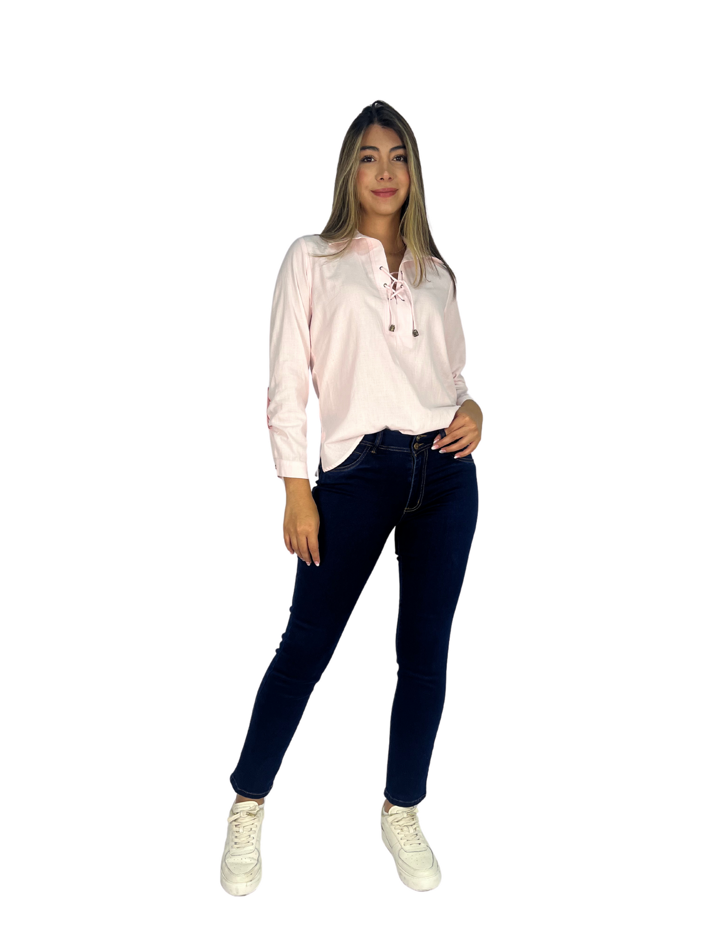 BLUSA MANGA LARGA CON OJALETES