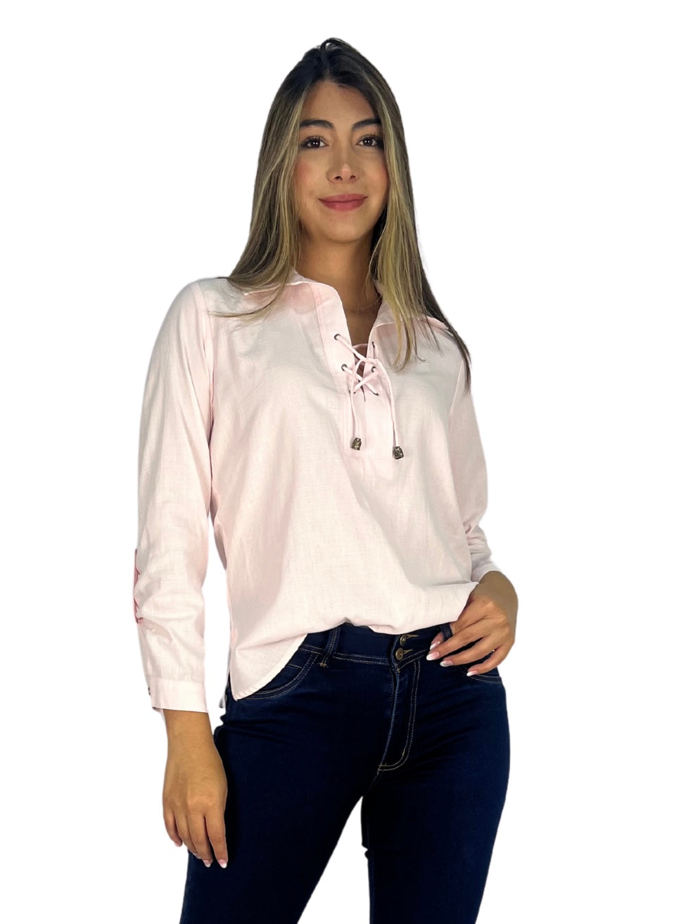 BLUSA MANGA LARGA CON OJALETES