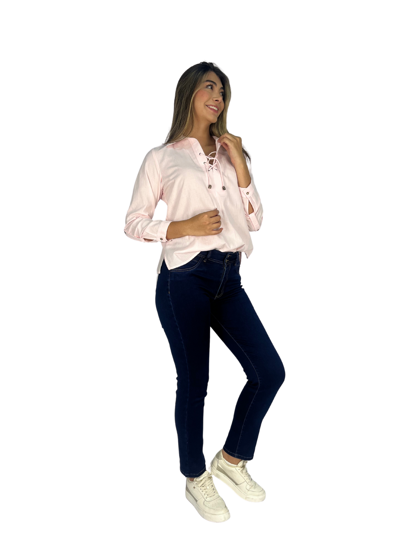 BLUSA MANGA LARGA CON OJALETES