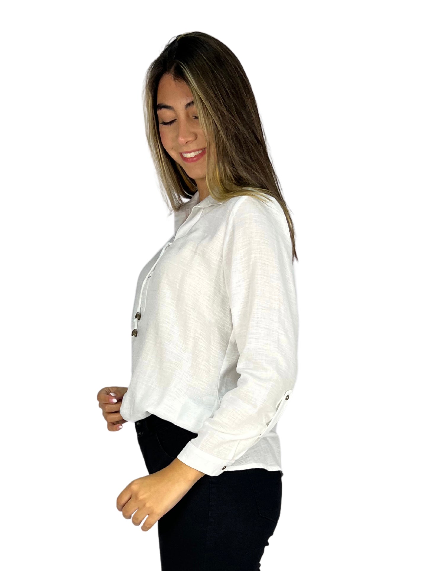 BLUSA MANGA LARGA CON OJALETES