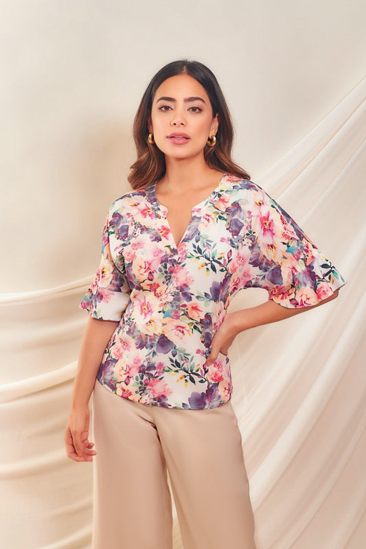 BLUSA MANGA 3/4 BOLERO FLORES